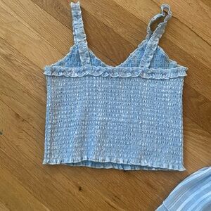 katie j nyc - ruffle sparkle tank- light blue- never worn - size M